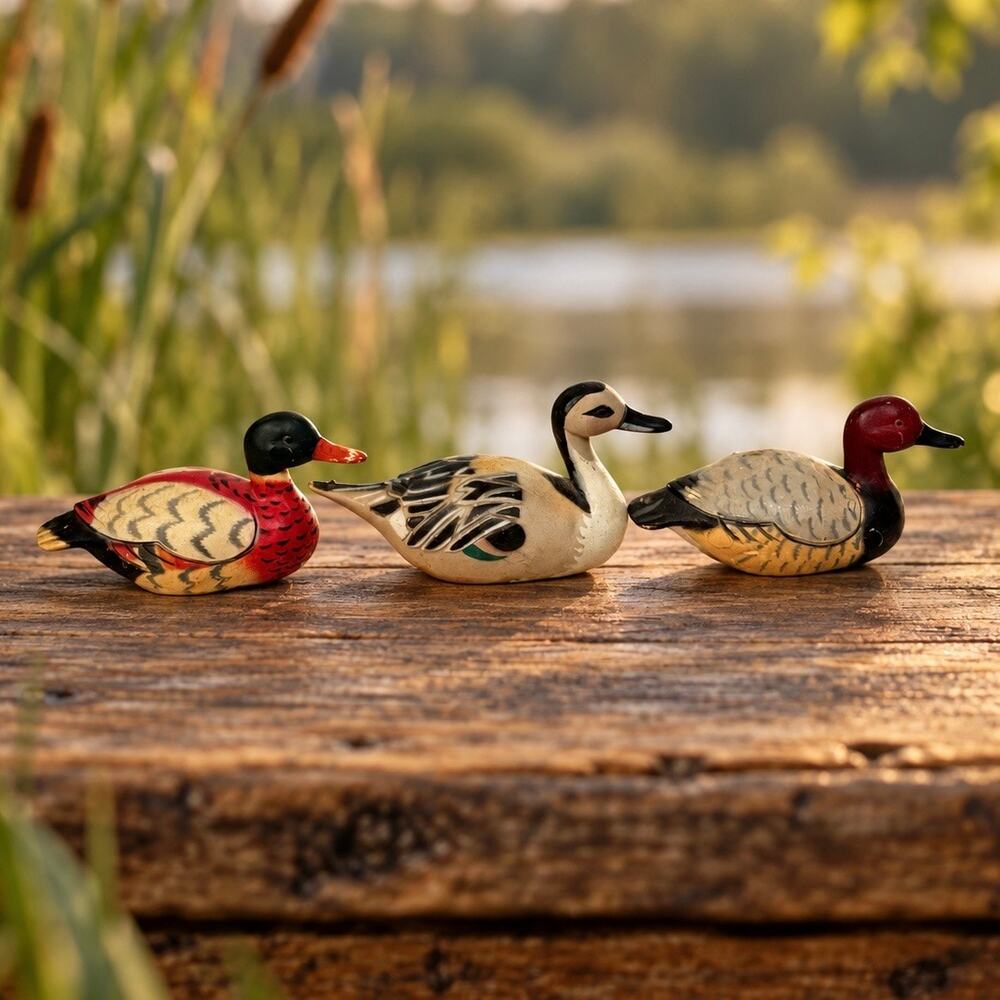 Vintage Hong Kong Duck Pencil Sharpeners Lot of 3 Mini Decoy Figurines